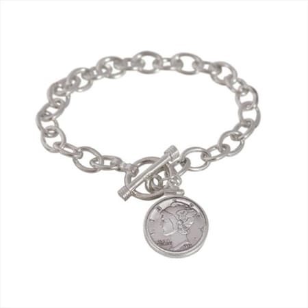 American Coin Treasures 11896 Sterling Silver Mercury Dime Toggle Bracelet